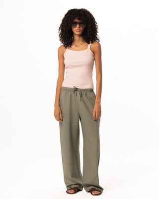 Female Sage Green Linen Wide Leg Pants Linen Pants IN YOUR SHOE S 
