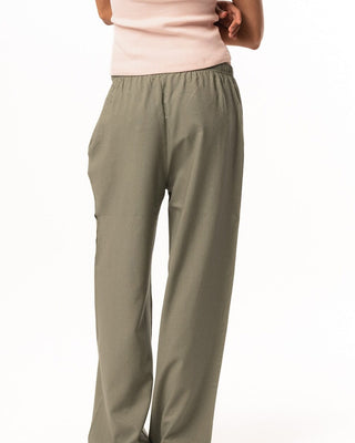 Female Sage Green Linen Wide Leg Pants Linen Pants IN YOUR SHOE L 