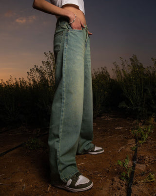 Female Wide-leg Yellow Tint Washed Jeans Jeans IN YOUR SHOE 38 