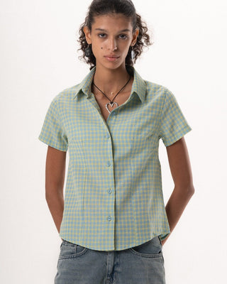 Female Yellow Plaid Fitted Shirt Fitted Shirts IN YOUR SHOE M 