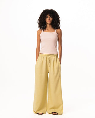 Female Yellow Super Oversized Linen Pants Linen Pants IN YOUR SHOE S 