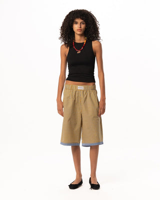 Female Yellow Wide Leg Boxer Jorts Jorts IN YOUR SHOE S 