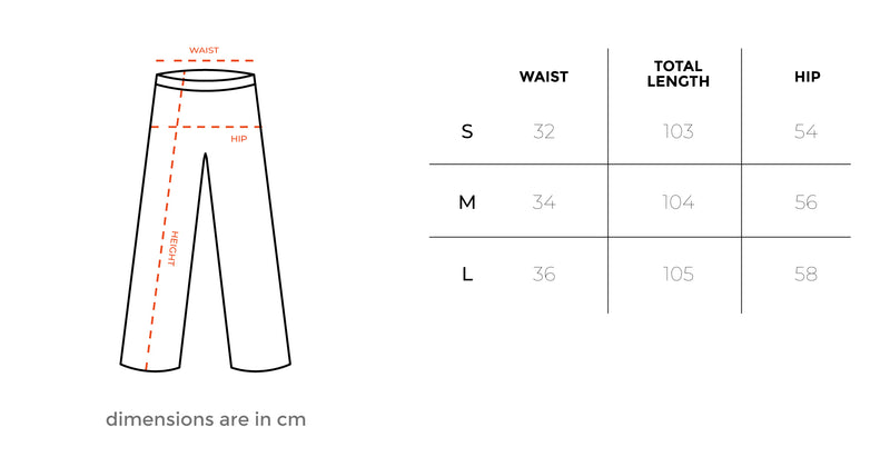 Purple Flowy Pants size chart