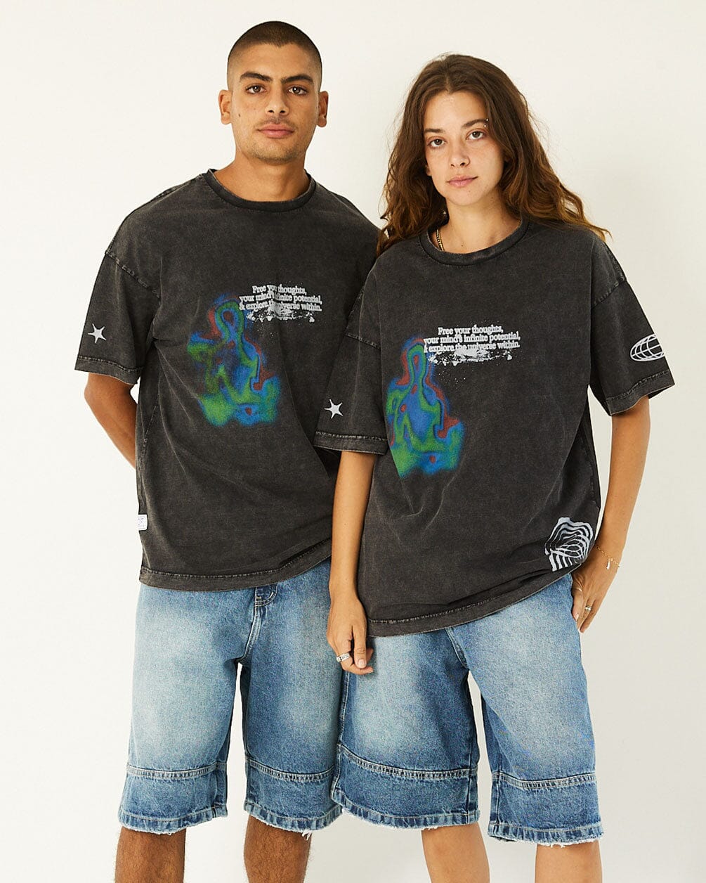 Free Your Thoughts Acid Washed Oversized Tee Washed Oversized Tee IN YOUR SHOE 