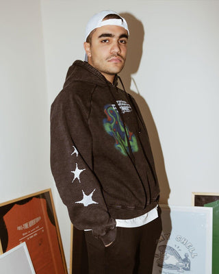 Free Your Thoughts Boxy Fit Hoodie Acid Washed Hoodies IN YOUR SHOE 