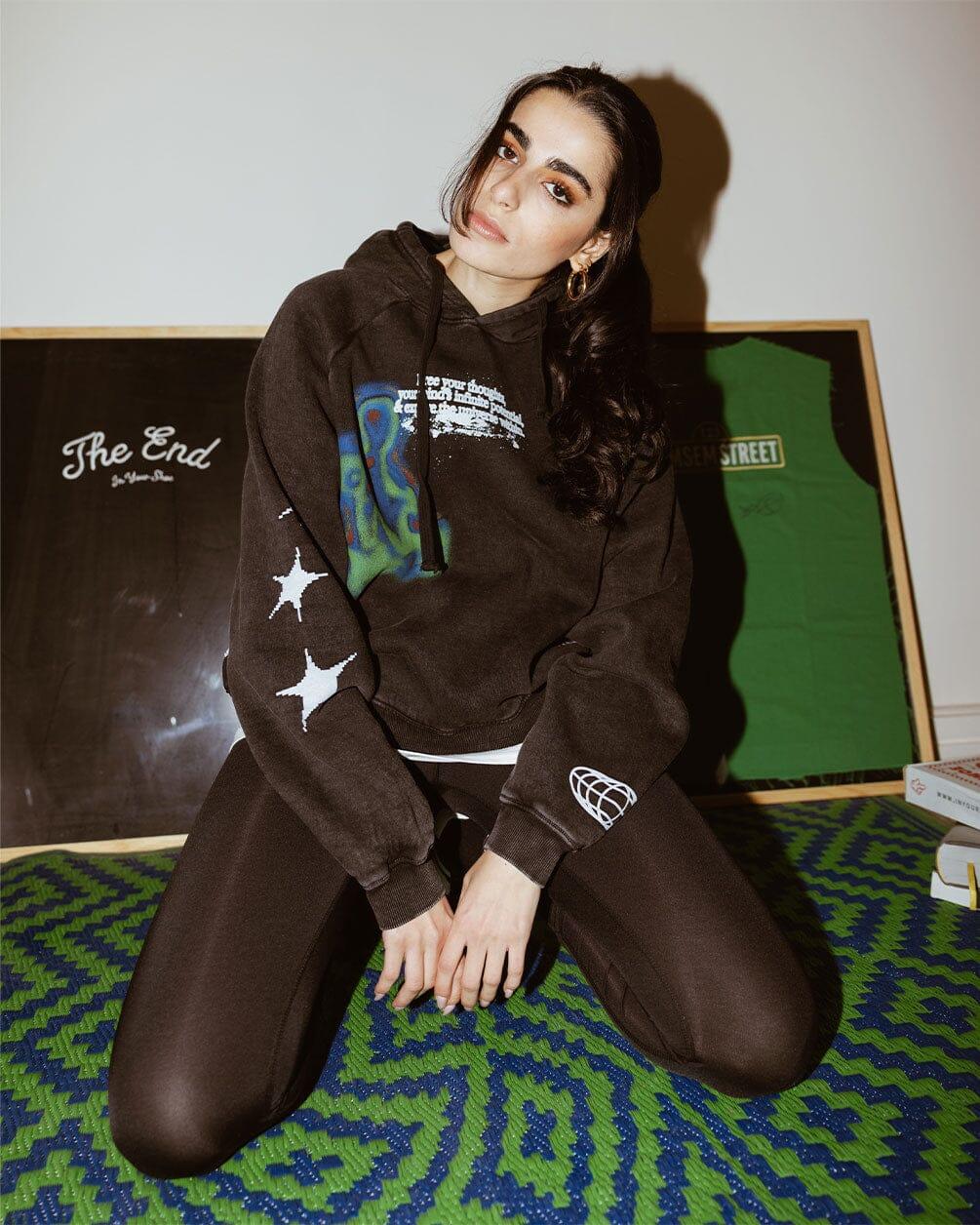 Free Your Thoughts Boxy Fit Hoodie Acid Washed Hoodies IN YOUR SHOE 
