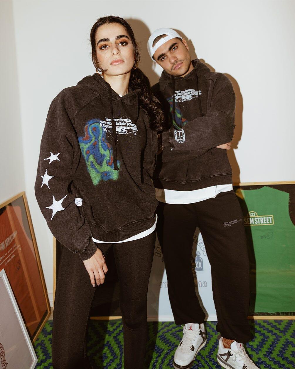 Free Your Thoughts Boxy Fit Hoodie Acid Washed Hoodies IN YOUR SHOE 