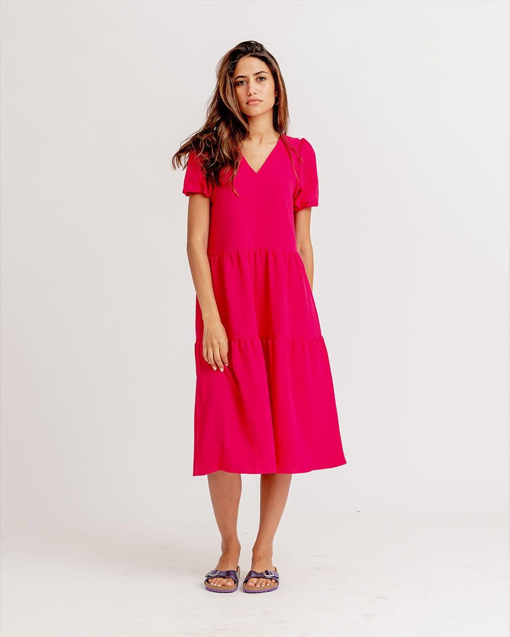 Fuchsia Ruffled Midi Dress Ruffled Midi Dress IN YOUR SHOE 