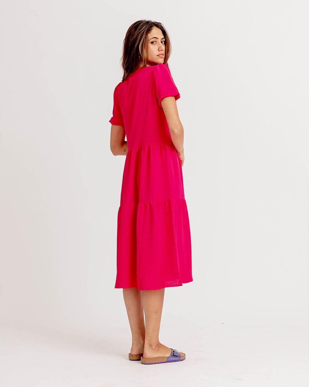 Fuchsia Ruffled Midi Dress Ruffled Midi Dress IN YOUR SHOE 