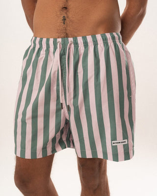Green and Pink Stripes Swim Shorts Swim Shorts IN YOUR SHOE L 
