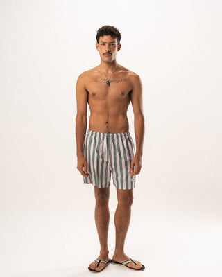 Green and Pink Stripes Swim Shorts Swim Shorts IN YOUR SHOE S 