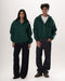 Green Basic Boxy Zip-Up Hoodie