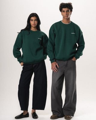 Green Basic Oversized Crewneck Crewnecks IN YOUR SHOE S 