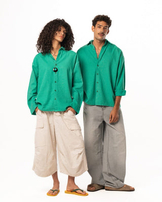 Green Boyfriend Linen Shirt Boyfriend Shirt IN YOUR SHOE S 