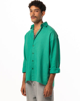 Green Boyfriend Linen Shirt Boyfriend Shirt IN YOUR SHOE 