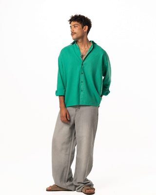 Green Boyfriend Linen Shirt Boyfriend Shirt IN YOUR SHOE XL 