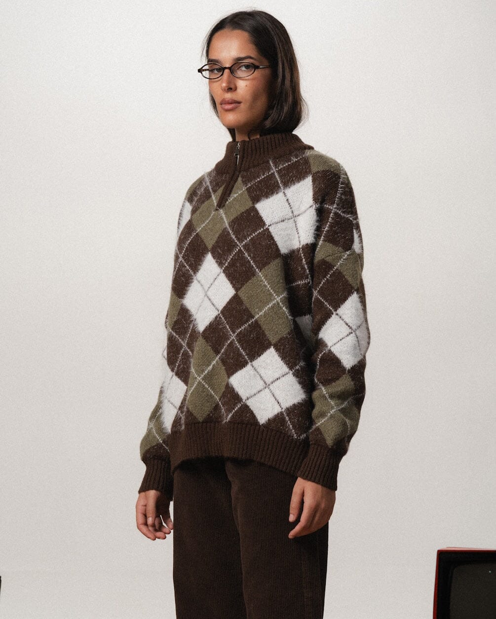 Green & Brown Boxy Knit Sweater Knit Sweater IN YOUR SHOE 