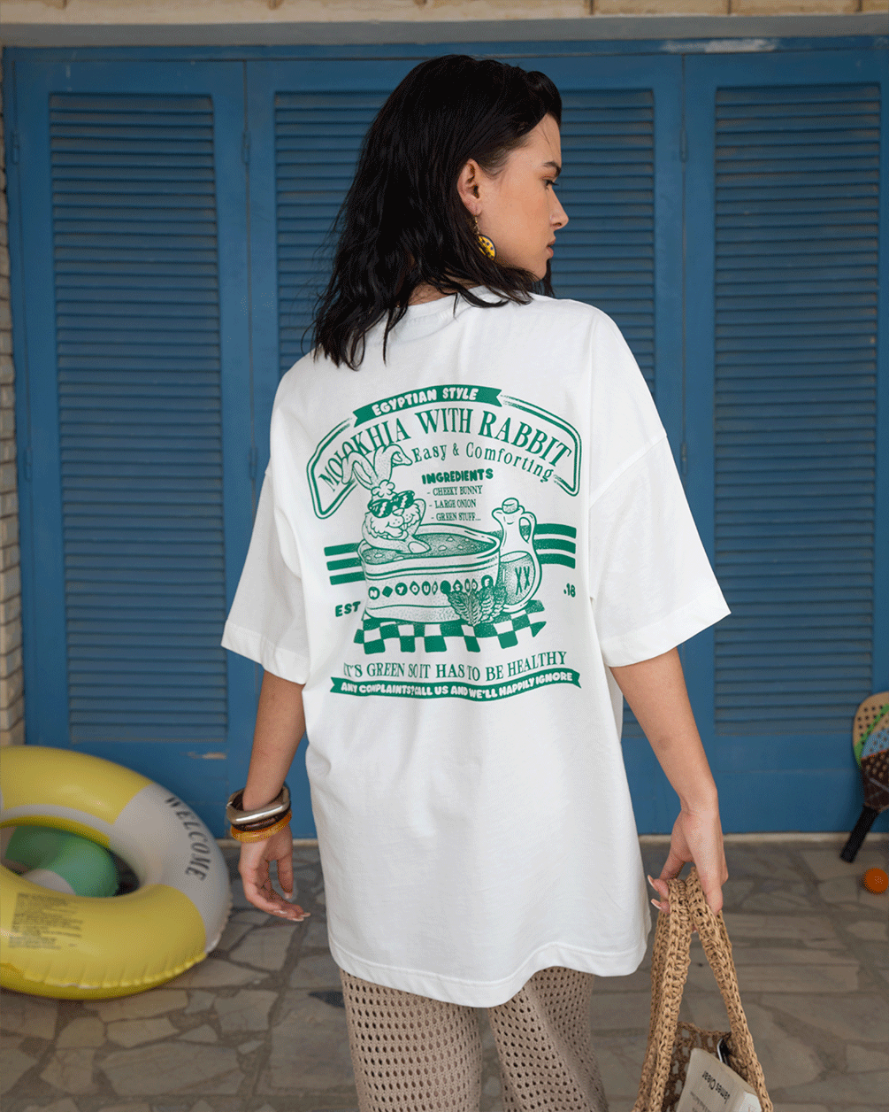Green Bunny Oversized Tee Printed Oversized Tees IN YOUR SHOE 