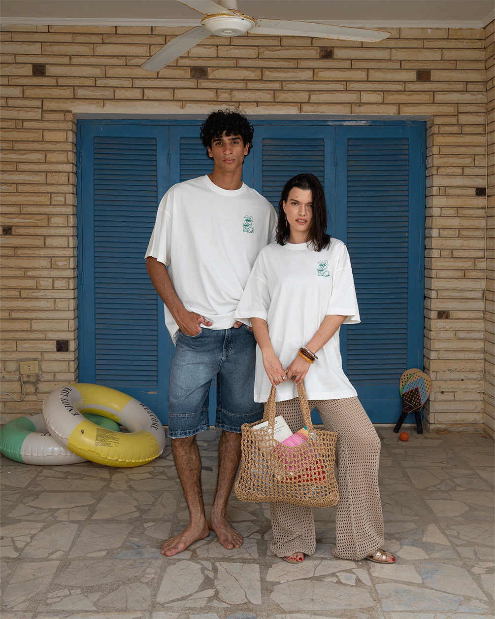Green Bunny Oversized Tee Printed Oversized Tees IN YOUR SHOE S 