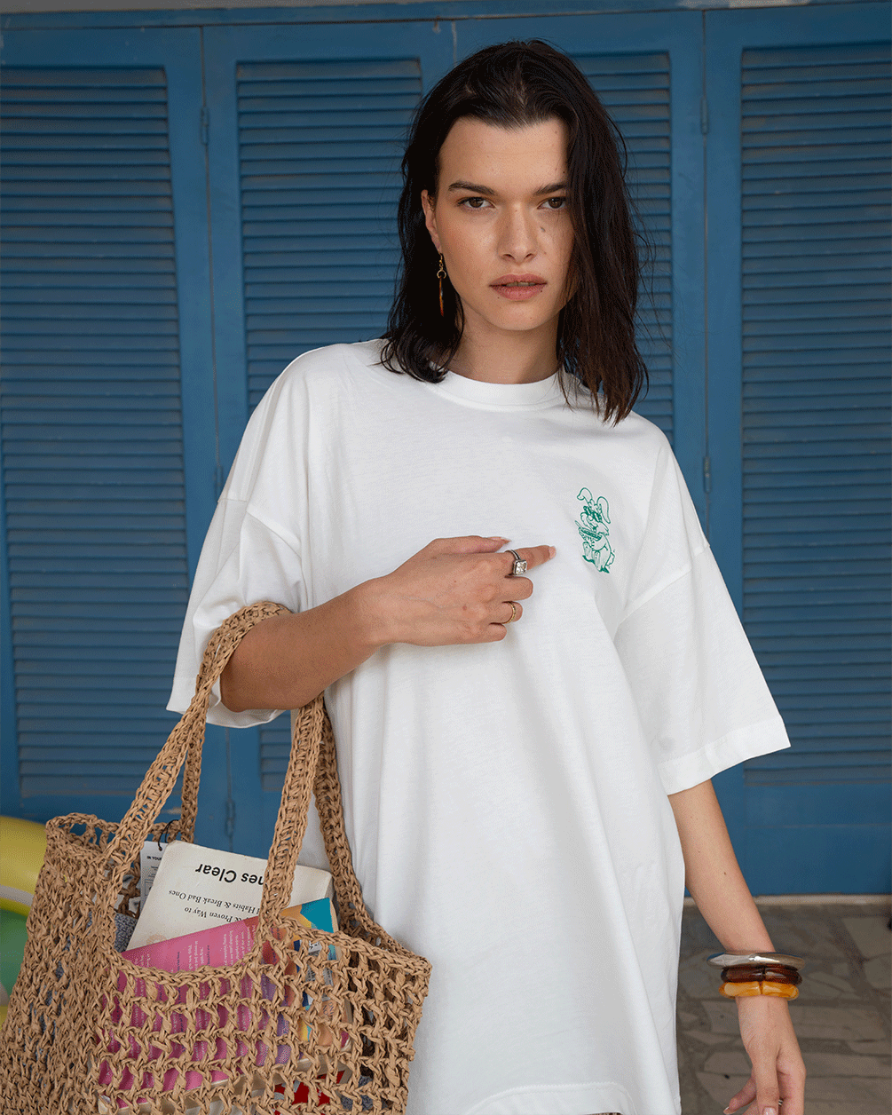 Green Bunny Oversized Tee Printed Oversized Tees IN YOUR SHOE 