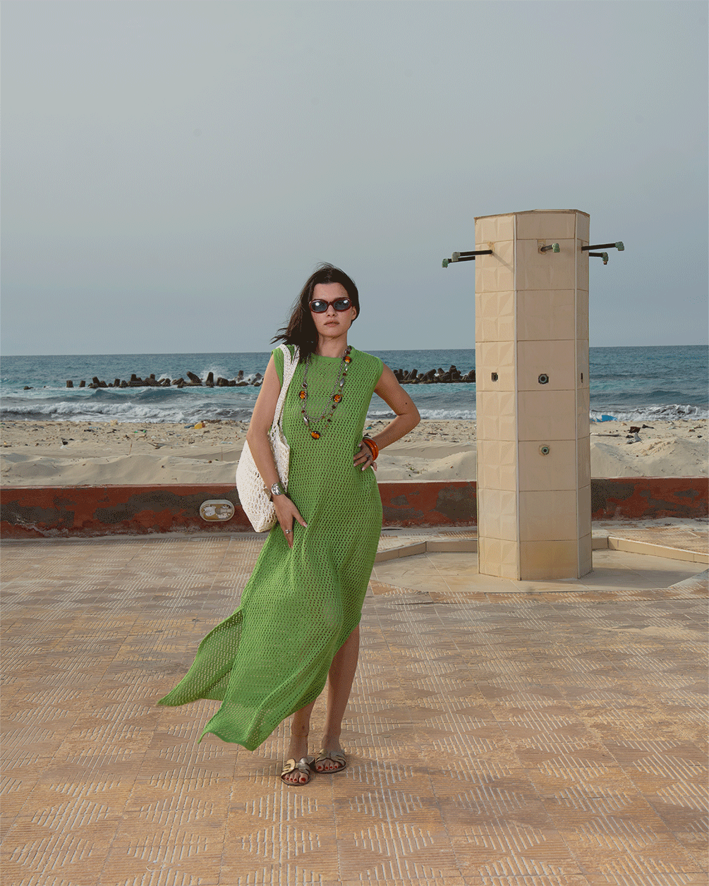 Green Crochet Fishnet Dress XL Green Crochet Fishnet Dress XL