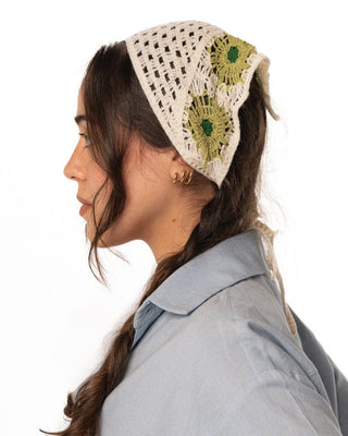 Green Daisy Crochet Bandana Bandana IN YOUR SHOE 
