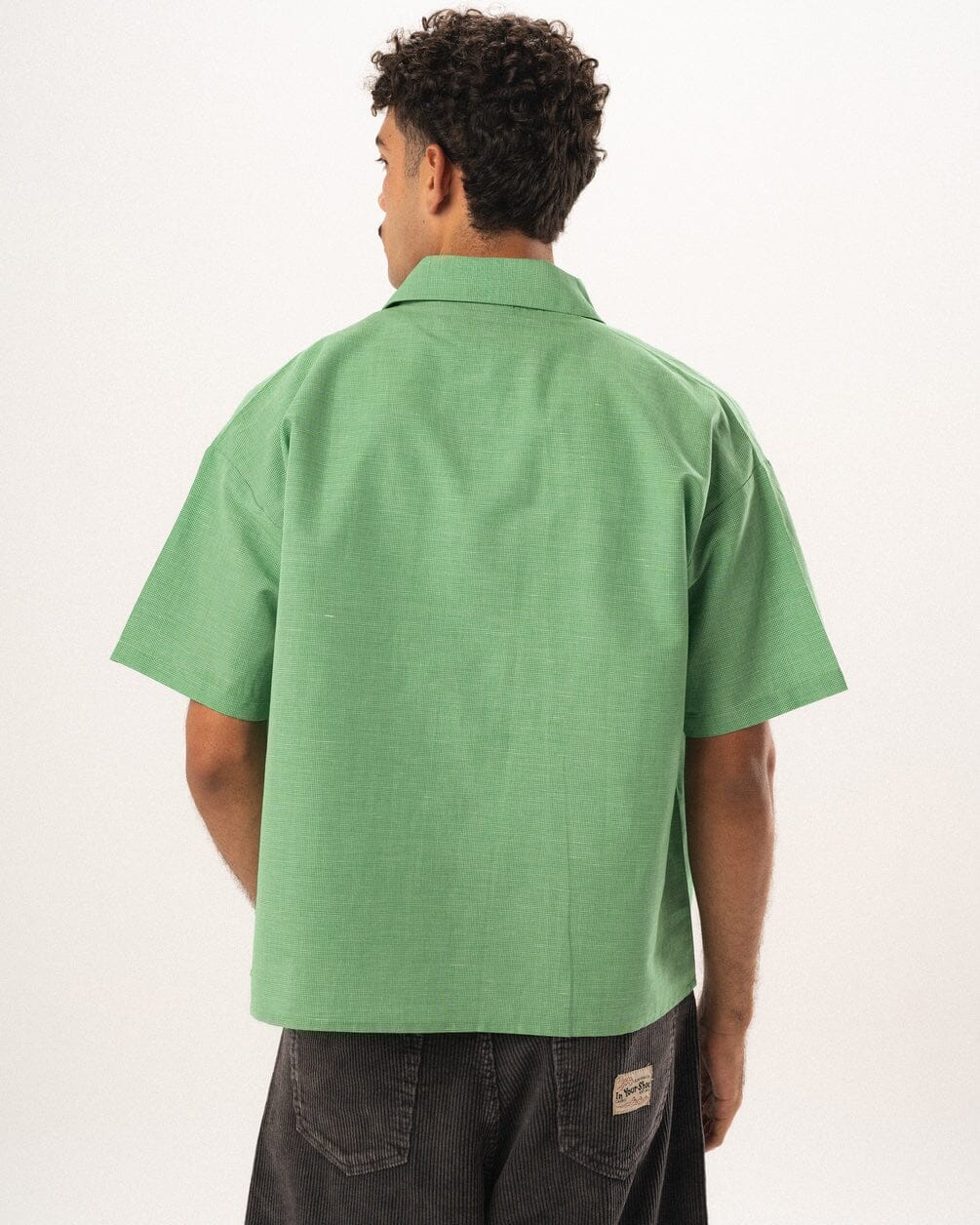 Green Grid Boxy Linen Shirt Boxy Linen Shirts IN YOUR SHOE XL 