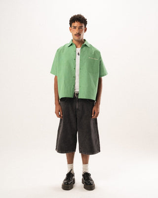 Green Grid Boxy Linen Shirt Boxy Linen Shirts IN YOUR SHOE L 