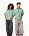 Green Narrow Striped Boxy Polo