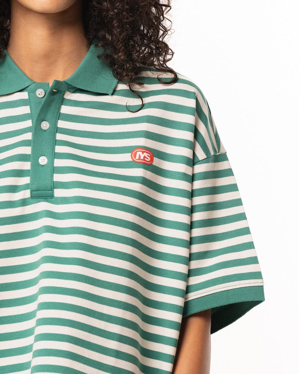 Green Narrow Striped Boxy Polo Polo T-Shirts IN YOUR SHOE 