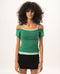 Green Off Shoulder Double Layered Top