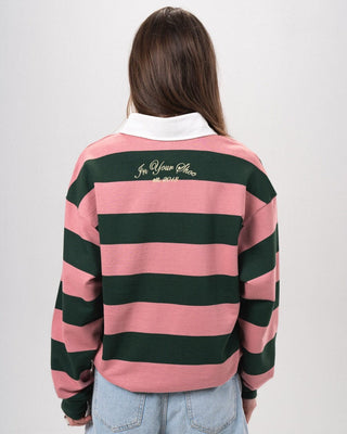Green & Pink Striped Statement Oversized Rugby Polo Polo T-Shirts IN YOUR SHOE L 