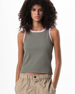 Green & Pink Striped Tank Top Tank Tops IN YOUR SHOE M 