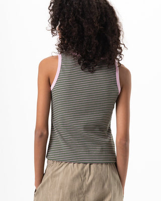 Green & Pink Striped Tank Top Tank Tops IN YOUR SHOE L 