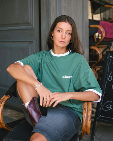 Green Retro Oversized Tee Printed Oversized Tees IN YOUR SHOE S 