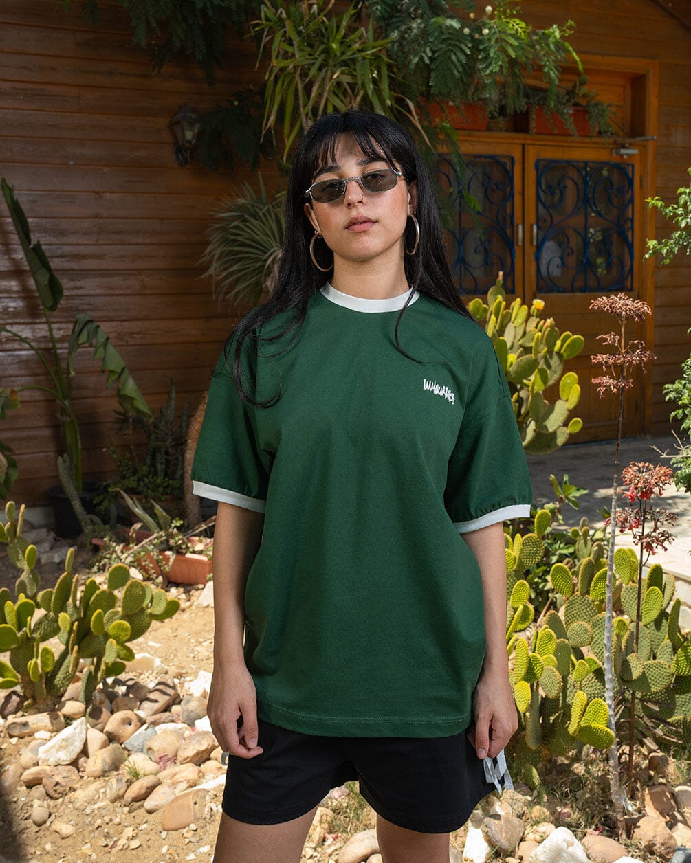 Green Retro Oversized Tee Printed Oversized Tees IN YOUR SHOE M 