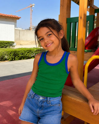 Green Ribbed Kids Tank Top Kids Tops IN YOUR SHOE 4-5 