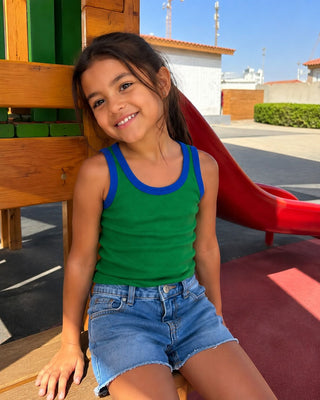 Green Ribbed Kids Tank Top Kids Tops IN YOUR SHOE 6-7 