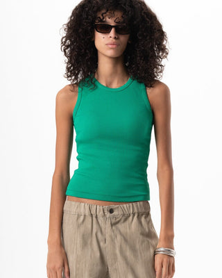 Green Ribbed Tank Top Tank Tops IN YOUR SHOE S 