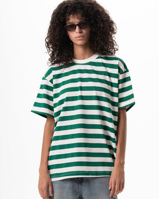 Green Striped Oversized Tee Striped Oversized Tees IN YOUR SHOE M 