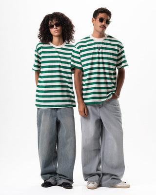 Green Striped Oversized Tee Striped Oversized Tees IN YOUR SHOE S 