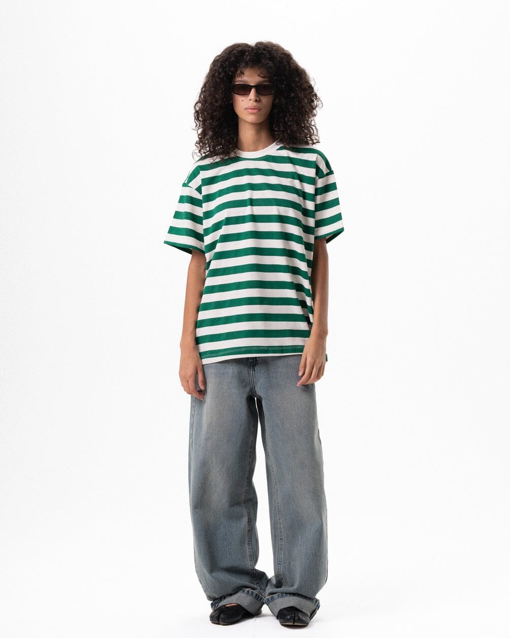 Green Striped Oversized Tee Striped Oversized Tees IN YOUR SHOE 