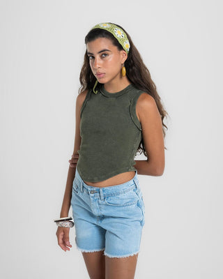 Green Sunflower Mini Crochet Bandana Bandana IN YOUR SHOE 