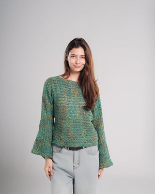 Green Thread Boxy Sweater Sweaters IN YOUR SHOE M 