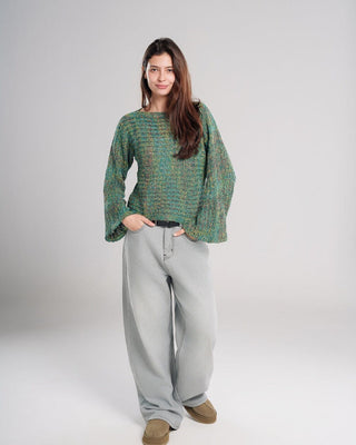 Green Thread Boxy Sweater Sweaters IN YOUR SHOE S 