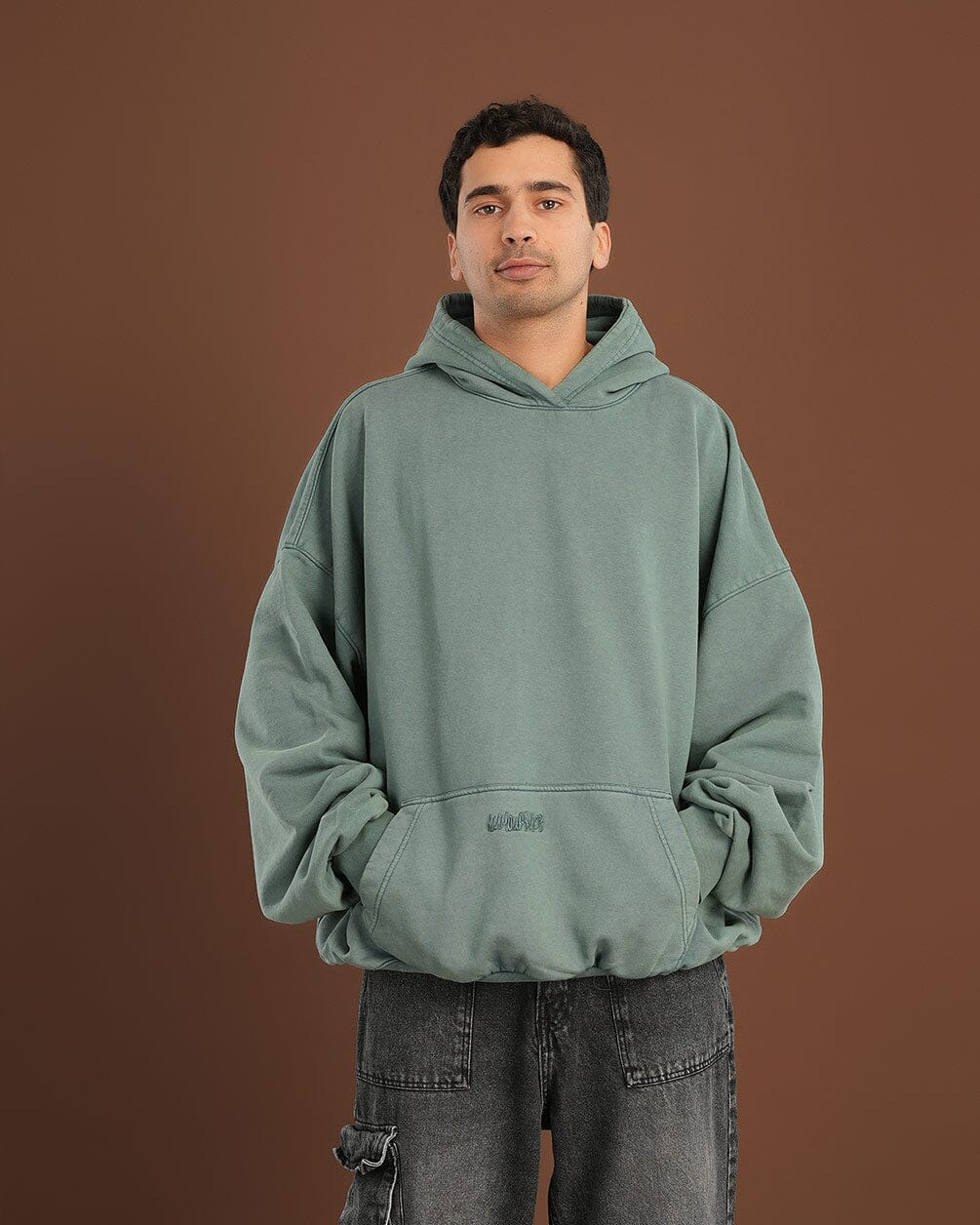 Green Washed Balloon Fit Hoodie Balloon Fit Hoodies IN YOUR SHOE L-XL 