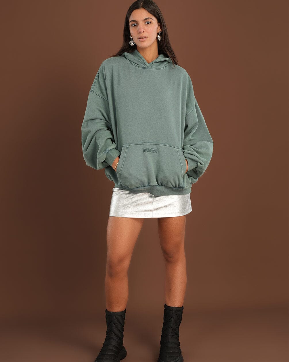 Green Washed Balloon Fit Hoodie Balloon Fit Hoodies IN YOUR SHOE 