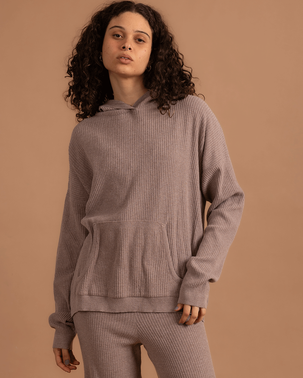 Grey Ribbed Knit Pullover Pullovers IN YOUR SHOE S-M 