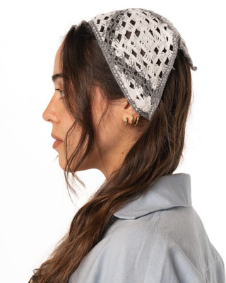 Grey Squares Crochet Bandana Bandana IN YOUR SHOE 