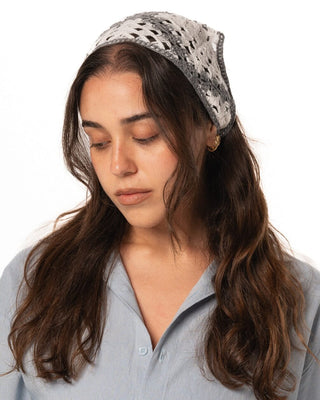 Grey Squares Crochet Bandana Bandana IN YOUR SHOE 